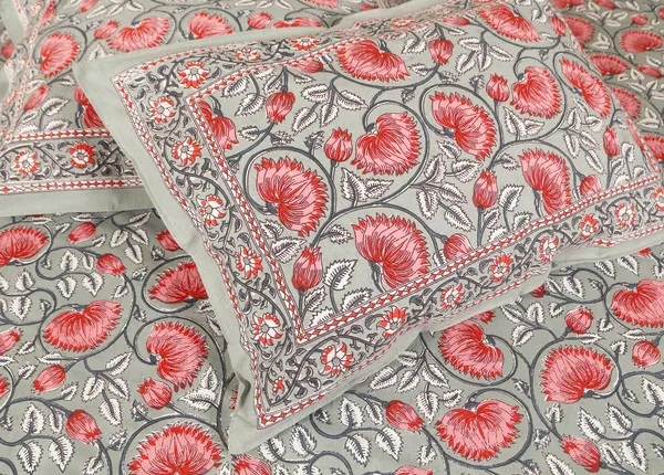 Grey_Cotton_Royal_Blossom_Empire_Double_Bedsheet_With_Pillow_Cover_108_X_108_Cm